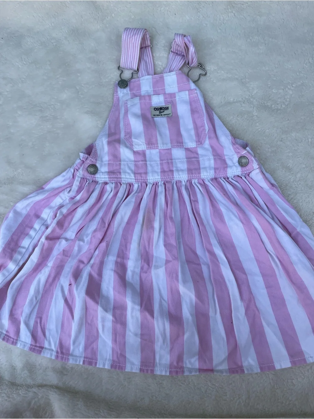 OshKosh B'gosh Pink & White Striped Pinafore Dress for Kids
